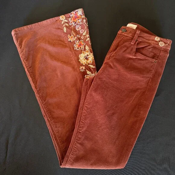 Free People x Driftwood Farrah Embroidered Cord Jeans Sz 28 - Picture 6 of 15